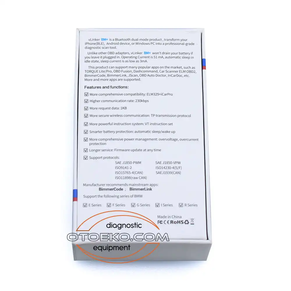 جهاز فحص وبرمجة الأنظمة الإلكترونية للسيارات Vgate vLinker BM+ (Vgate) الاحترافي - 12
